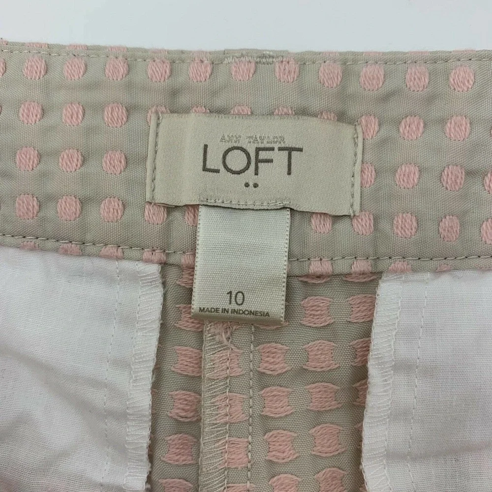Ann Taylor Loft Factory Polka Dot Chino Shorts Size 10 Zip Fly Casual Summer - Picture 4 of 5
